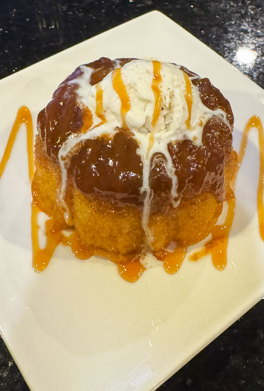 Butter cake dessert at Rick's Steakhouse